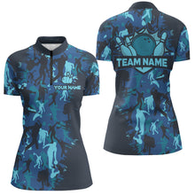 Load image into Gallery viewer, Custom Bowling Shirts Women Camo Bowling Jersey Team League Bowling Quarter-Zip Shirt BDT304