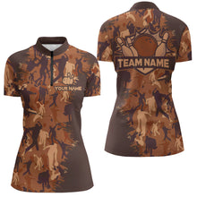 Load image into Gallery viewer, Custom Bowling Shirts Women Camo Bowling Jersey Team League Bowling Quarter-Zip Shirt BDT304