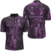 Load image into Gallery viewer, Custom Bowling Shirts Men Camo Bowling Jersey Team League Bowling Quarter-Zip Shirt BDT304