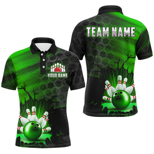 Custom Green Bowling Shirts For Men & Women Bowling Team League Jersey Unisex Polo BDT533