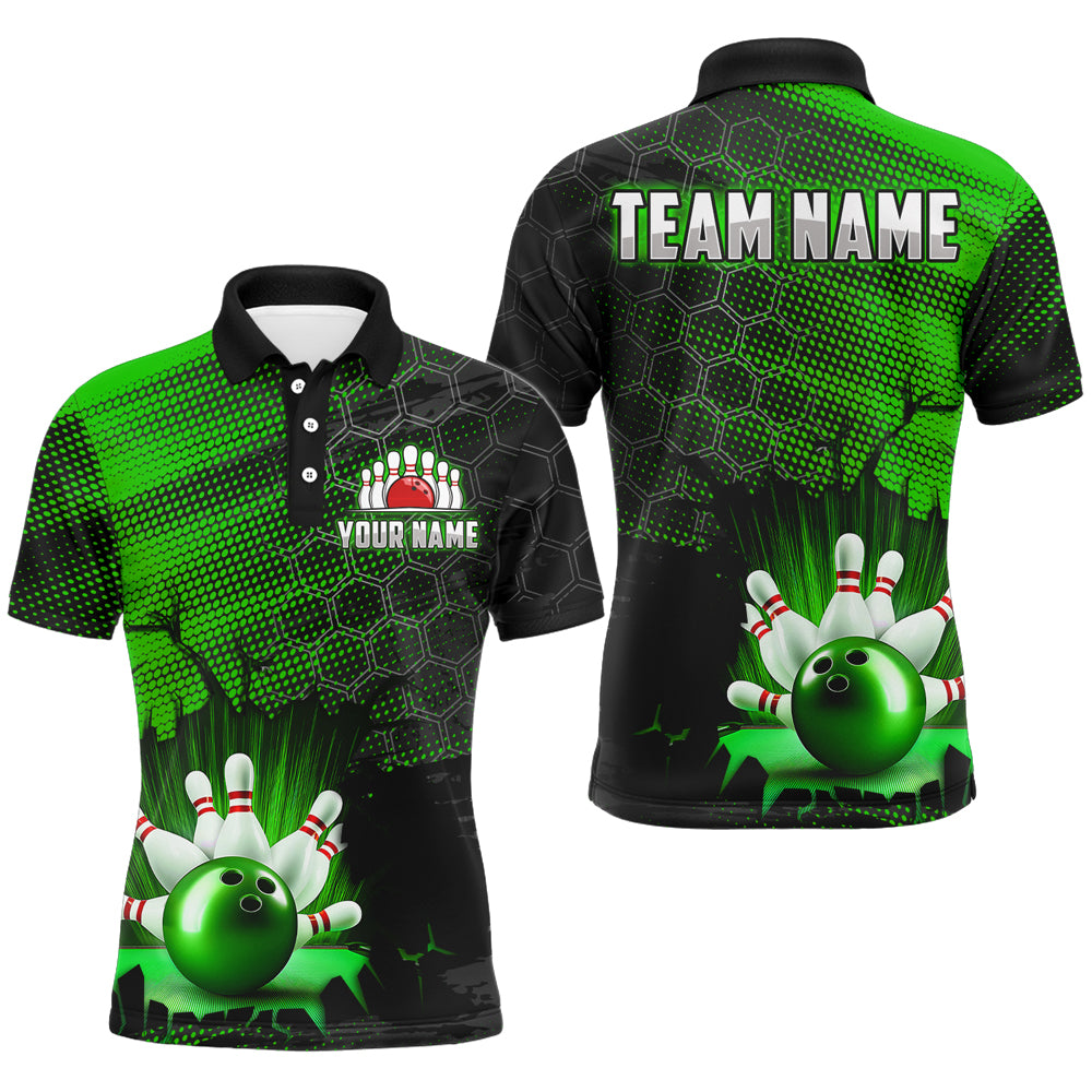 Custom Green Bowling Shirts For Men & Women Bowling Team League Jersey Unisex Polo BDT533