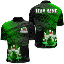 Load image into Gallery viewer, Custom Green Bowling Shirts For Men &amp; Women Bowling Team League Jersey Unisex Quarter-Zip BDT533