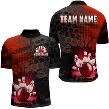 Load image into Gallery viewer, Custom Red Bowling Shirts For Men &amp; Women Bowling Team League Jersey Unisex Quarter-Zip BDT533
