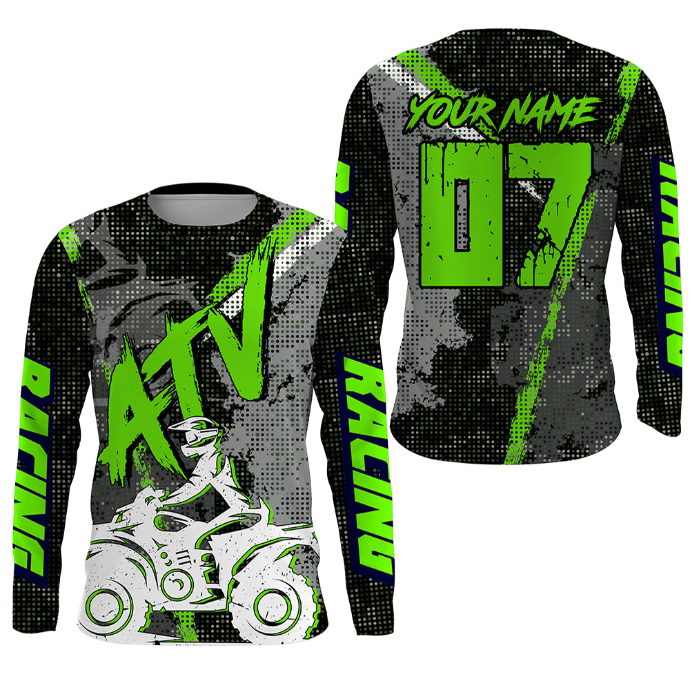 Green ATV Motocross Jersey Personalized UPF30+ Kid Men Women Quad Bike Shirt ATV MX Off-Road PDT740