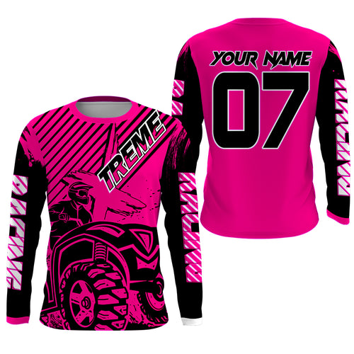 Custom Quad Bike Jersey Kid Men Women Upf30+ Pink ATV Motocross Shirt Extreme Rider PDT841