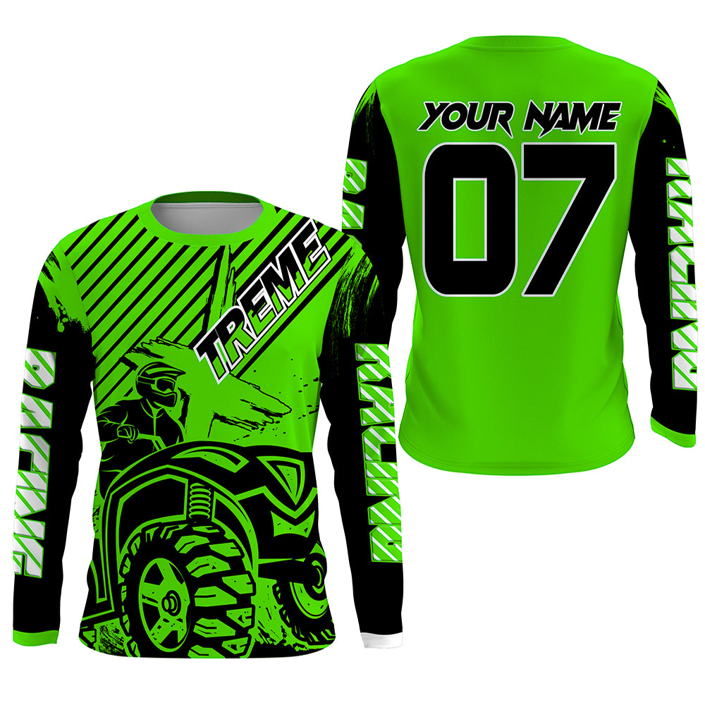 Custom Quad Bike Jersey Kid Men Women Upf30+ Green ATV Motocross Shirt Extreme Rider PDT841