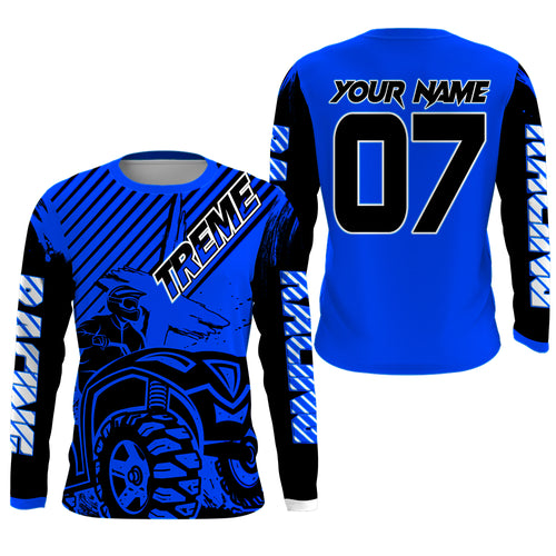 Custom Quad Bike Jersey Kid Men Women Upf30+ Blue ATV Motocross Shirt Extreme Rider PDT841