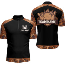 Load image into Gallery viewer, Orange Camo Bowling Shirts For Men And Women Custom Bowling Team Jersey Unisex Quarter-Zip BDT598
