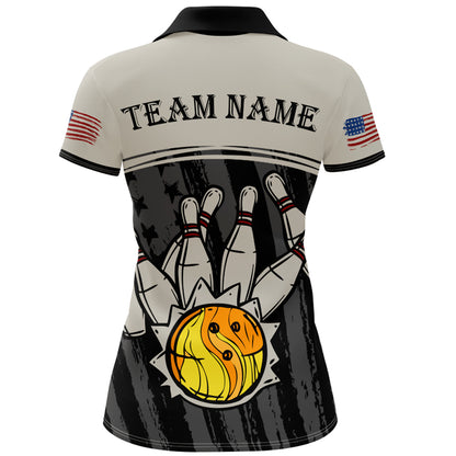 American Flag Bowling Jersey For Women Patriotic Bowling Shirt Team League Bowling Polo Shirt BDT310