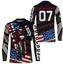 Load image into Gallery viewer, USA Flag Motocross Jersey Men Youth Women UPF30+ Personalized Dirt Bike Shirt Motorcycle Racing PDT695