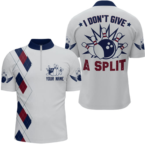 I Don't Give A Split Bowling Quarter-Zip Shirt Men Custom American Bowling Jersey BDT276