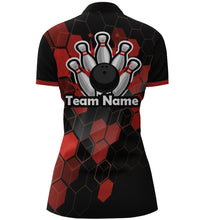 Load image into Gallery viewer, Black&amp;Red Bowling Jersey Women Bowling Team League Shirt Custom Bowling Quarter-Zip Shirt BDT315