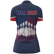 Load image into Gallery viewer, Navy Bowling Quarter-Zip Shirt For Women Custom American Bowling Team Jersey Patriot Bowling Shirt BDT318