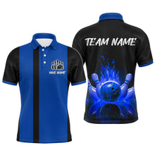 Load image into Gallery viewer, Blue Flame Bowling Shirt for Men &amp; Women Custom Bowling Jersey Team League Bowling Polo BDT547