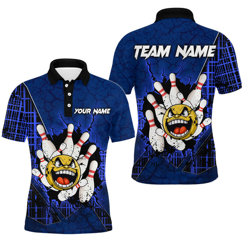 Funny Blue Bowling Polo Shirts Men Women Custom Bowling Team Jersey Unisex Bowler Gift BDT489