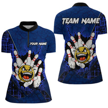 Load image into Gallery viewer, Funny Blue Bowling Quarter-Zip Shirts Men Women Custom Bowling Team Jersey Unisex Bowler Gift BDT489
