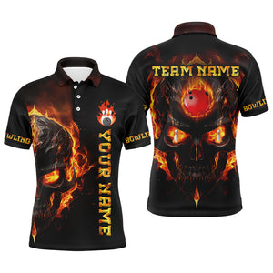 Skull Bowling Shirt For Men Flame Bowling Team League Jersey Custom Bowling Polo Shirt BDT333
