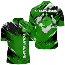 Load image into Gallery viewer, Custom Bowling Jersey for Men &amp; Women Flame Green Bowling Quarter-Zip Shirt Team League BDT556