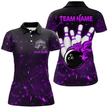 Load image into Gallery viewer, Personalized Purple Bowling Jersey Men Women Flame Bowling Polo Shirt Bowling Shirt BDT424