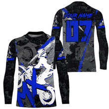 Load image into Gallery viewer, Kids Men Women Custom Blue Motocross Off-Road Jersey UPF30+ Extreme MX Dirt Bike Shirt Motorcycle PDT612