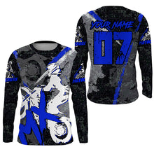 Load image into Gallery viewer, Kids Men Women Custom Blue Motocross Off-Road Jersey UPF30+ Extreme MX Dirt Bike Shirt Motorcycle PDT612