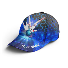 Load image into Gallery viewer, Blue Bowling Hat Personalized 3D Bowling Cap with Name Bowling Cap for Team League BDT432