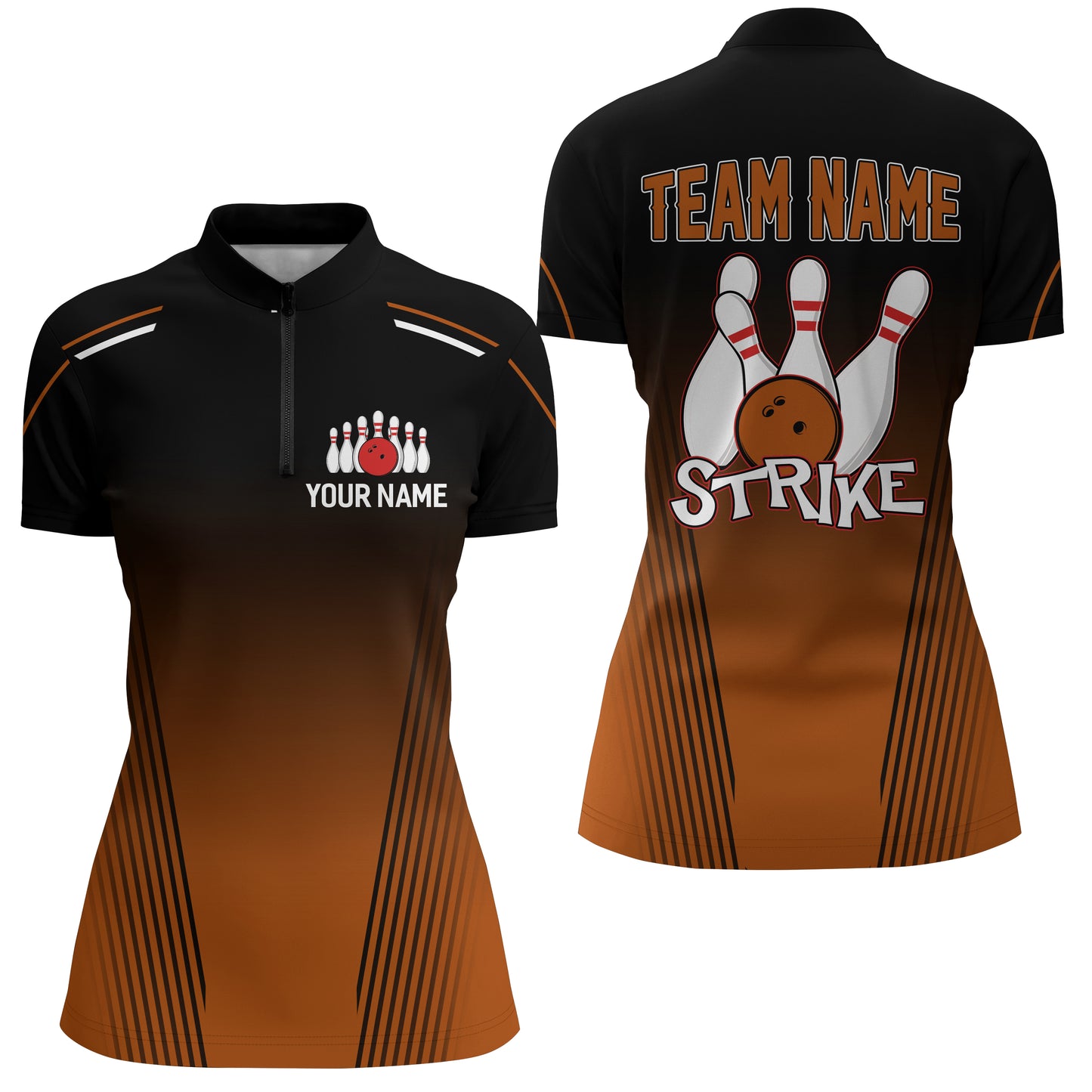 Strike Bowling Shirts Women Custom Bowling Quarter-Zip Shirts Team Bowling Jerseys BDT346