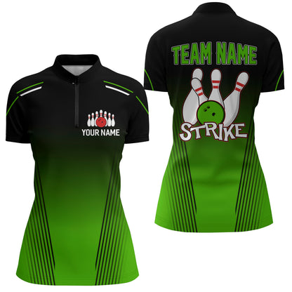 Strike Bowling Shirts Women Custom Bowling Quarter-Zip Shirts Team Bowling Jerseys BDT346