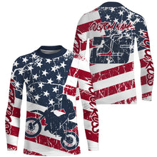 Load image into Gallery viewer, Personalized Motocross Jersey Kid Men UPF30+ American Flag Dirt Bike Shirt MX Off-Road Motorcycle PDT621