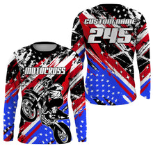 Load image into Gallery viewer, USA Flag Motocross Jersey Kid Men UPF30+ Custom Dirt Bike Shirt MX Racing Off-Road Motorcycle PDT626