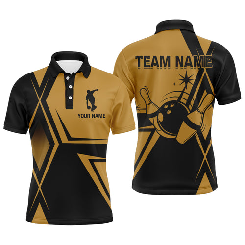 Black&Gold Bowling Jersey For Men Custom Bowling Polo Shirt Vintage Bowling Team League Shirt BDT144