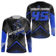 Load image into Gallery viewer, Custom Motocross Riding Jersey Men Women Kid Upf30+ Blue MX Dirt Bike Shirt Off-Road Jersey PDT673
