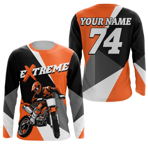 Kid Men Women Dirt Bike Jersey Orange Upf30+ Custom Motocross Shirt Motorcycle Racing PDT676
