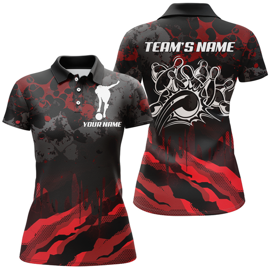 Women Bowling Polo Shirt Custom Camo Bowling Jersey Bowling Team League Shirt BDT285