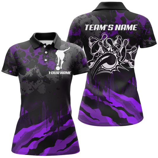 Women Bowling Polo Shirt Custom Camo Bowling Jersey Bowling Team League Shirt BDT285
