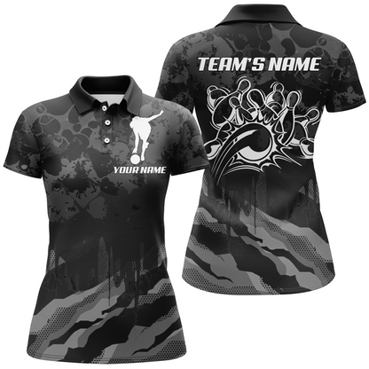 Women Bowling Polo Shirt Custom Camo Bowling Jersey Bowling Team League Shirt BDT285