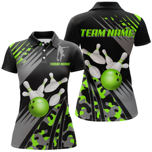 Custom Bowling Jerseys Men Women Bowling Shirt Green Camo Bowling Team Shirt Polo BDT595