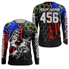 Load image into Gallery viewer, Personalized Motocross Jersey Kid Men UPF30+ US Flag Dirt Bike Shirt MX Racing Off-Road Motorcycle PDT625