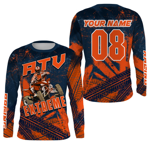 ATV Motocross Jersey Orange UPF30+ Custom Adult Youth Quad Bike Off-Road Jersey MX Riding Shirt PDT647