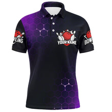 Load image into Gallery viewer, Purple Bowling Polo Shirt for Men Custom Bowling Jersey Bowling Team League Shirt BDT258
