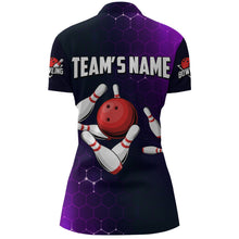 Load image into Gallery viewer, Purple Bowling Quarter-Zip Shirt for Women Custom Bowling Jersey Bowling Team League Shirt BDT258