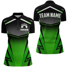 Load image into Gallery viewer, Custom Bowling Shirts Men &amp; Women Green Bowling Team Jersey Unisex 1/4 Zip Bowling Uniform BDT530