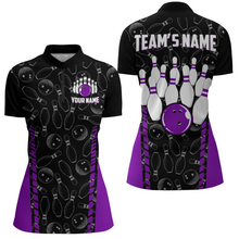 Load image into Gallery viewer, Custom Bowling Jersey For Women Seamless Pattern Bowling Shirt Team Bowling Quarter-Zip Shirt BDT302