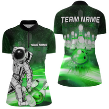 Load image into Gallery viewer, Astronaut Green Bowling Shirts Men &amp; Women Personalized Bowling Team Jersey Unisex Quarter-Zip BDT532