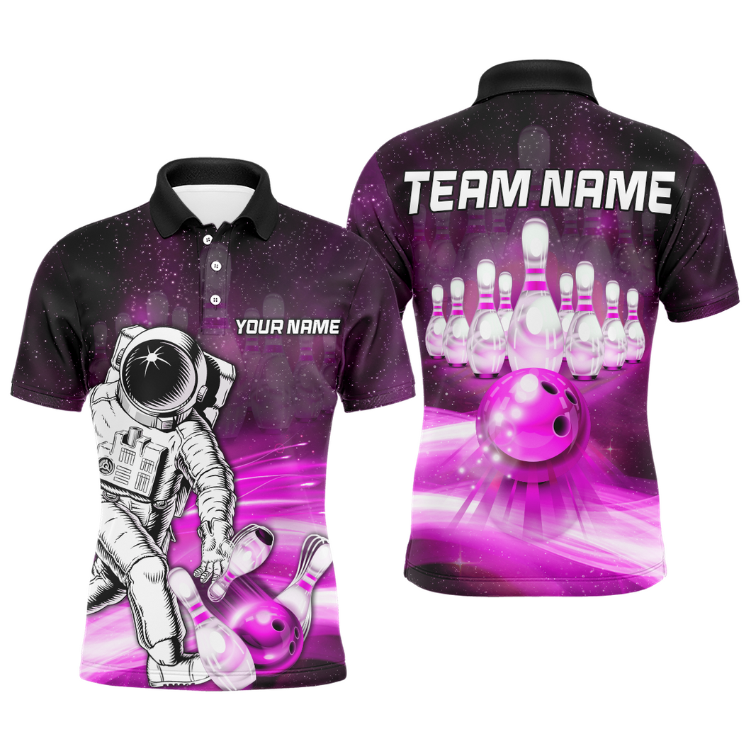 Astronaut Pink Bowling Shirts Men & Women Personalized Bowling Team Jersey Unisex Polo BDT532