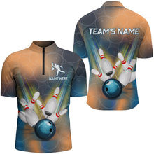 Load image into Gallery viewer, Personalized Bowling Quarter-Zip Shirt Men 3D Bowling Jersey Custom Bowling Team League Shirts BDT206