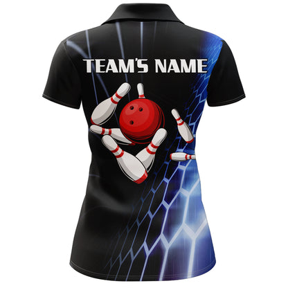 Custom Bowling Polo Shirts For Women Vintage Bowling Jersey Black Bowling Team League Shirts BDT213