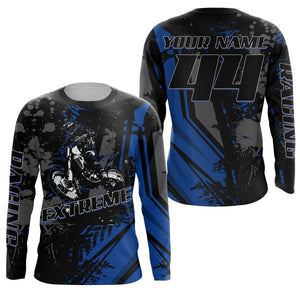 Custom Motocross Jersey UPF30+ Blue Dirt Bike Off-Road Jersey Kid Men Women MX Racing Shirt PDT658