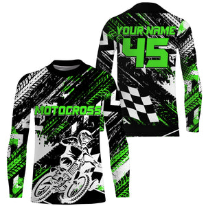 Personalized Motocross Jersey Green UPF30+ Women Kid Men Dirt Bike Off-Road Jersey Motorcycle Shirt PDT663