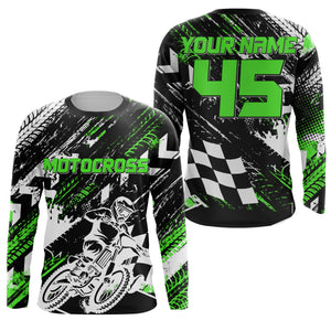 Personalized Motocross Jersey Green UPF30+ Women Kid Men Dirt Bike Off-Road Jersey Motorcycle Shirt PDT663